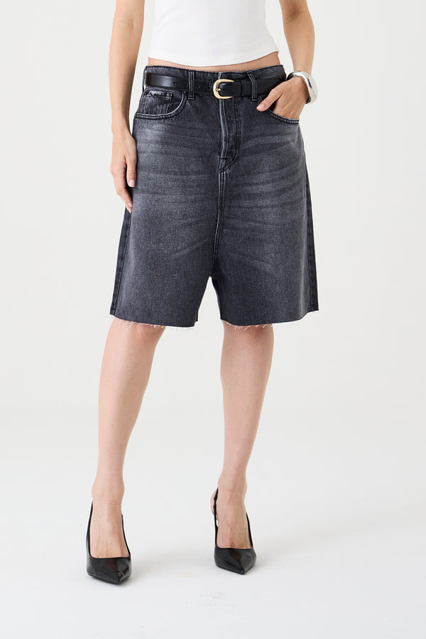 BERMUDA MIA FEMININA JUMBO JEANS BLACK