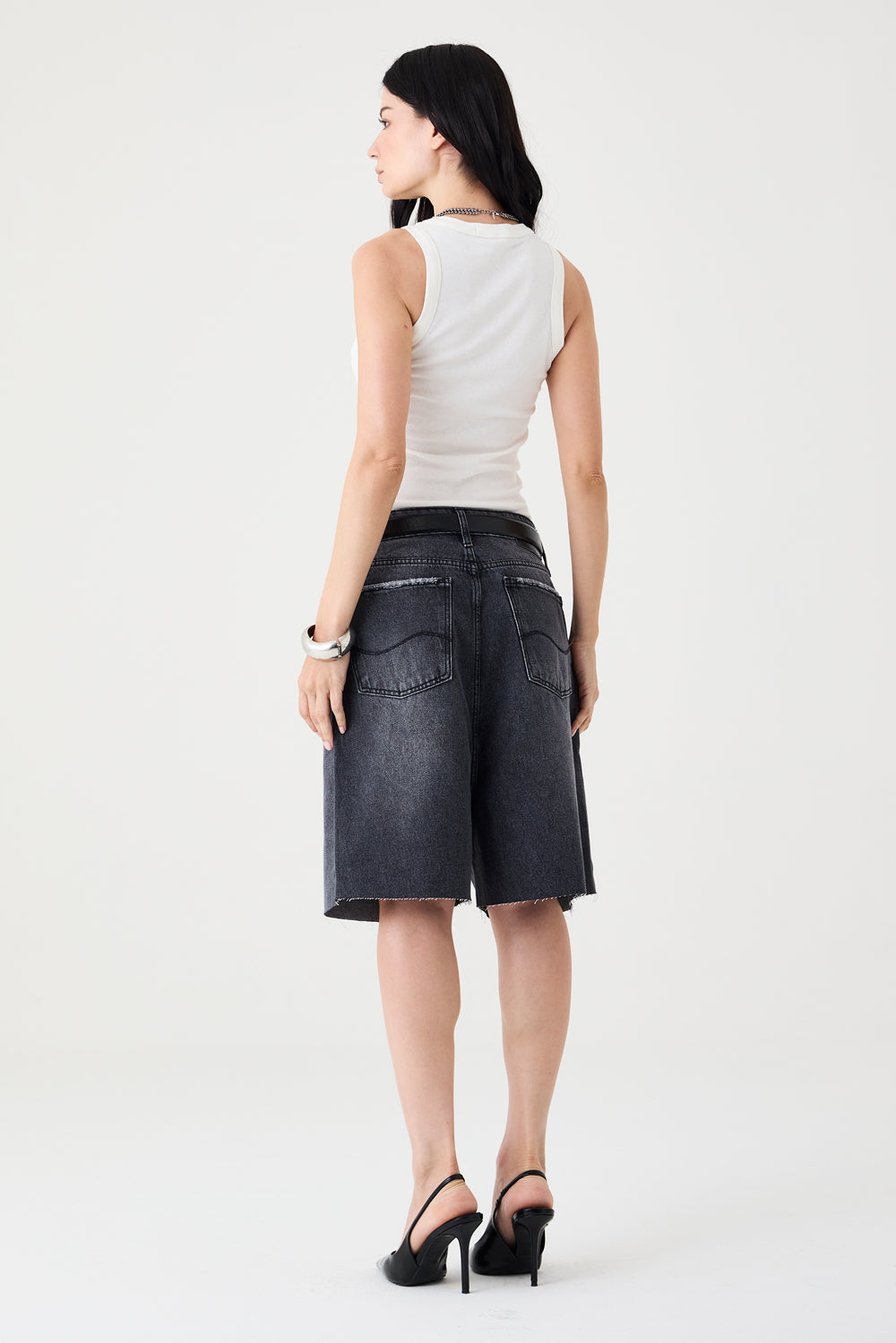 BERMUDA MIA FEMININA JUMBO JEANS BLACK