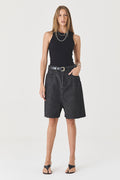 BERMUDA MIA FEMININA JUMBO JEANS AMACIADO BLACK