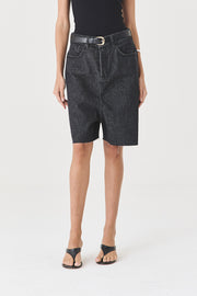 BERMUDA MIA FEMININA JUMBO JEANS AMACIADO BLACK