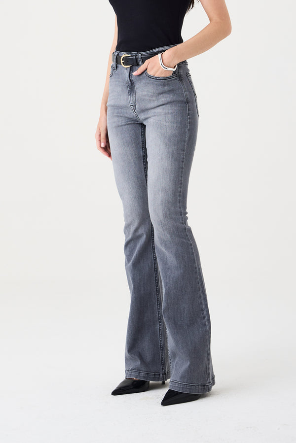 CALÇA LARISSA FEMININA BOOTCUT GRAY JEANS