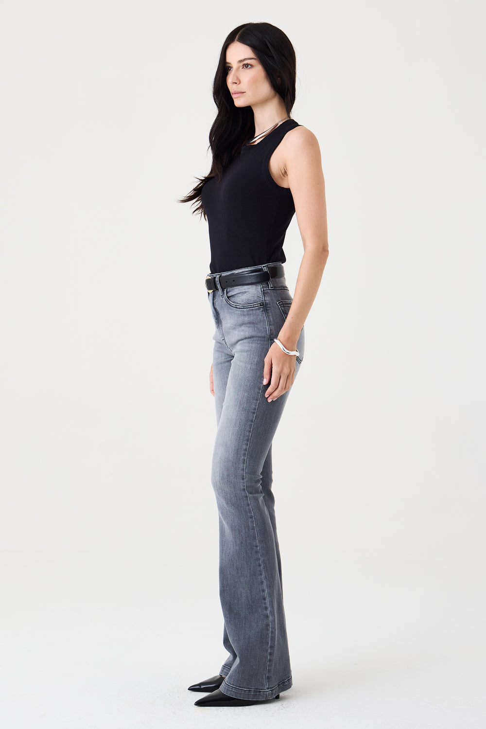 CALÇA LARISSA FEMININA BOOTCUT GRAY JEANS