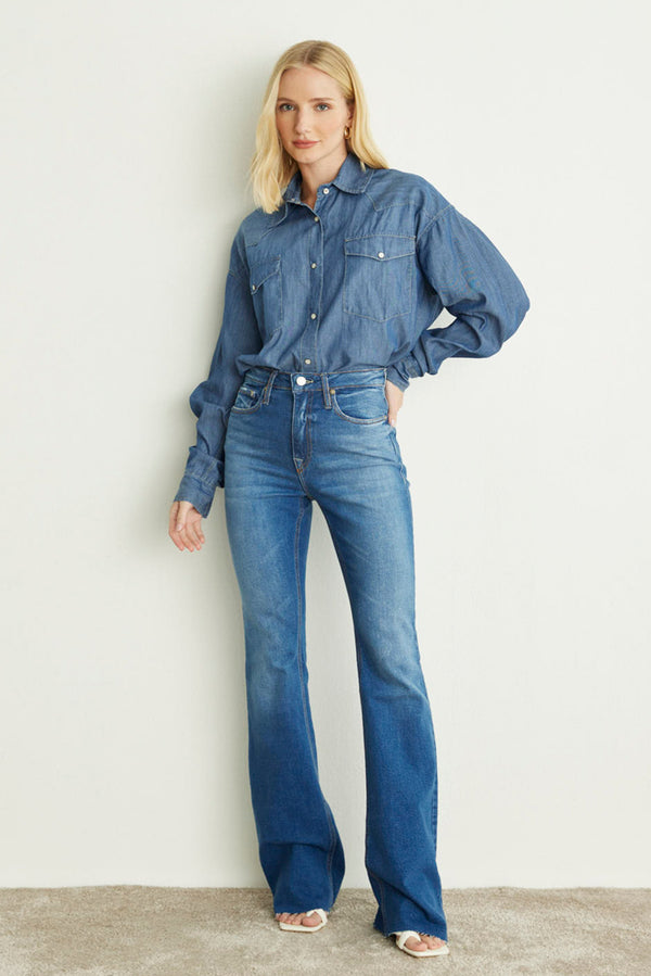 CALÇA LARISSA FEMININA BOOTCUT JEANS MÉDIO