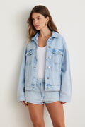 JAQUETA MANUELLA FEMININA APLICAÇÕES JEANS CLARO