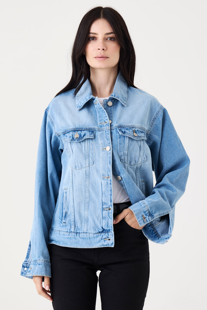 JAQUETA LELÊ FEMININA RELAXED JEANS MÉDIO