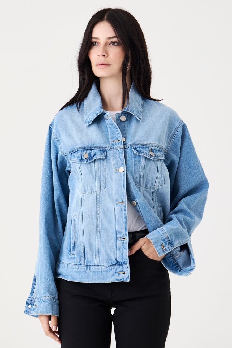 JAQUETA LELÊ FEMININA RELAXED JEANS MÉDIO