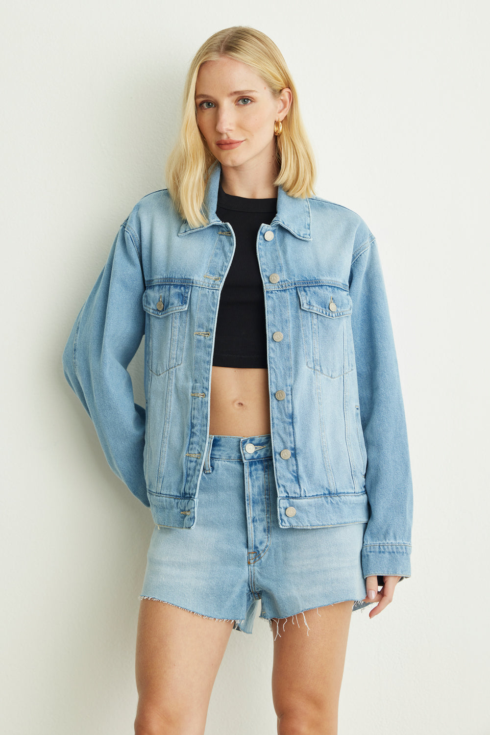 Jaqueta Relaxed Jeans Médio