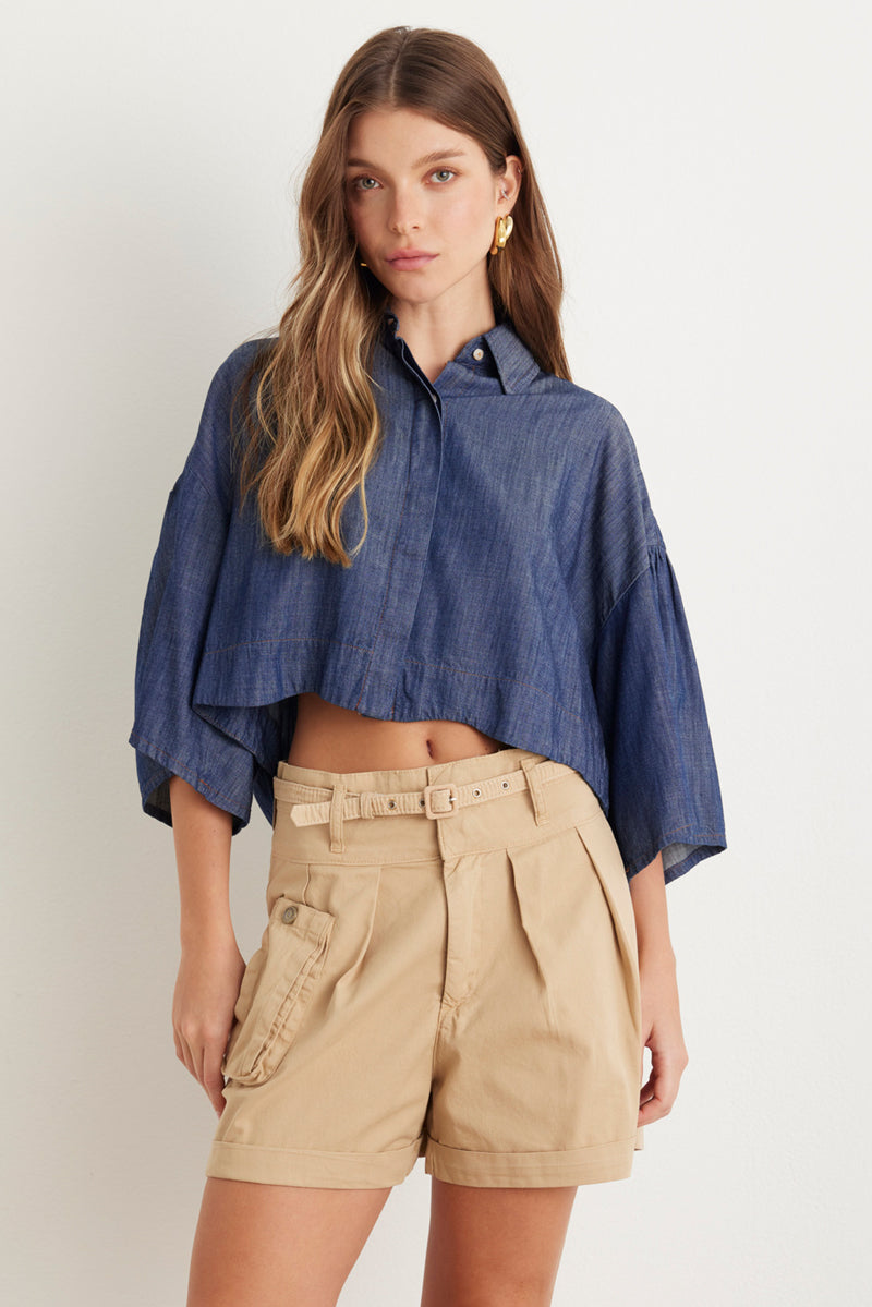 Shorts Barra Dobrada Sarja Areia