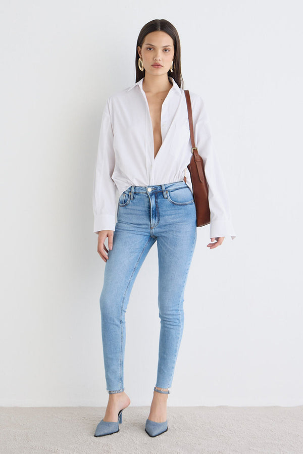 CALCA SKINNY BARRA A FIO JEANS