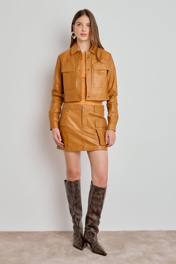 Jaqueta Cropped Couro