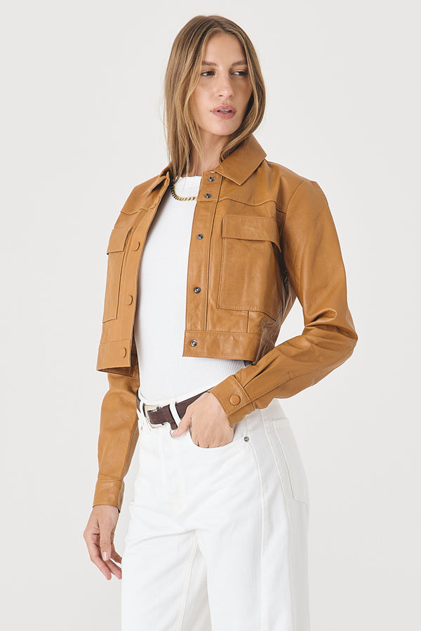 JAQUETA FEMININA CROPPED COURO