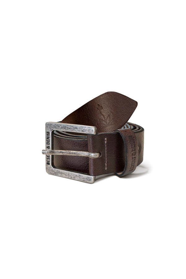 CINTO COURO DESERT & DENIM MASC - MARROM