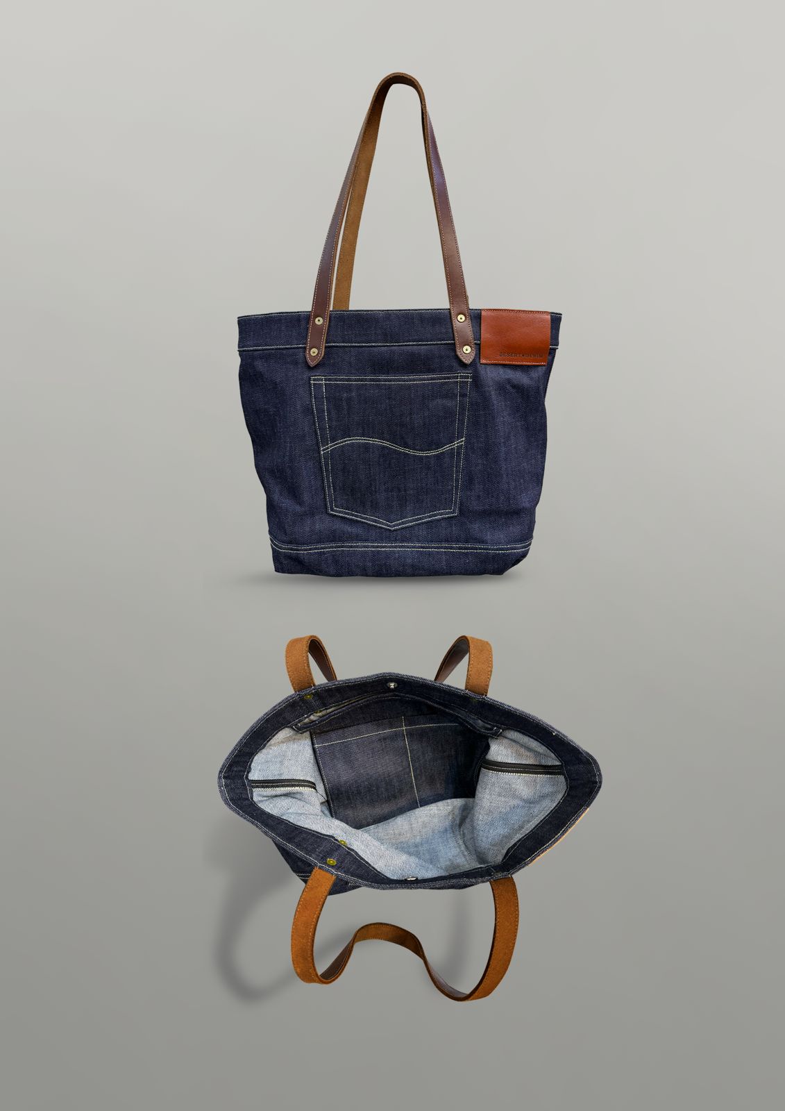 BOLSA JEANS ALCA COURO BOLSO FRONTAL