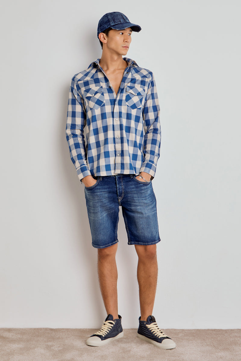 BERMUDA ROMEO MASCULINA CLASSIC JEANS MÉDIO ESCURO