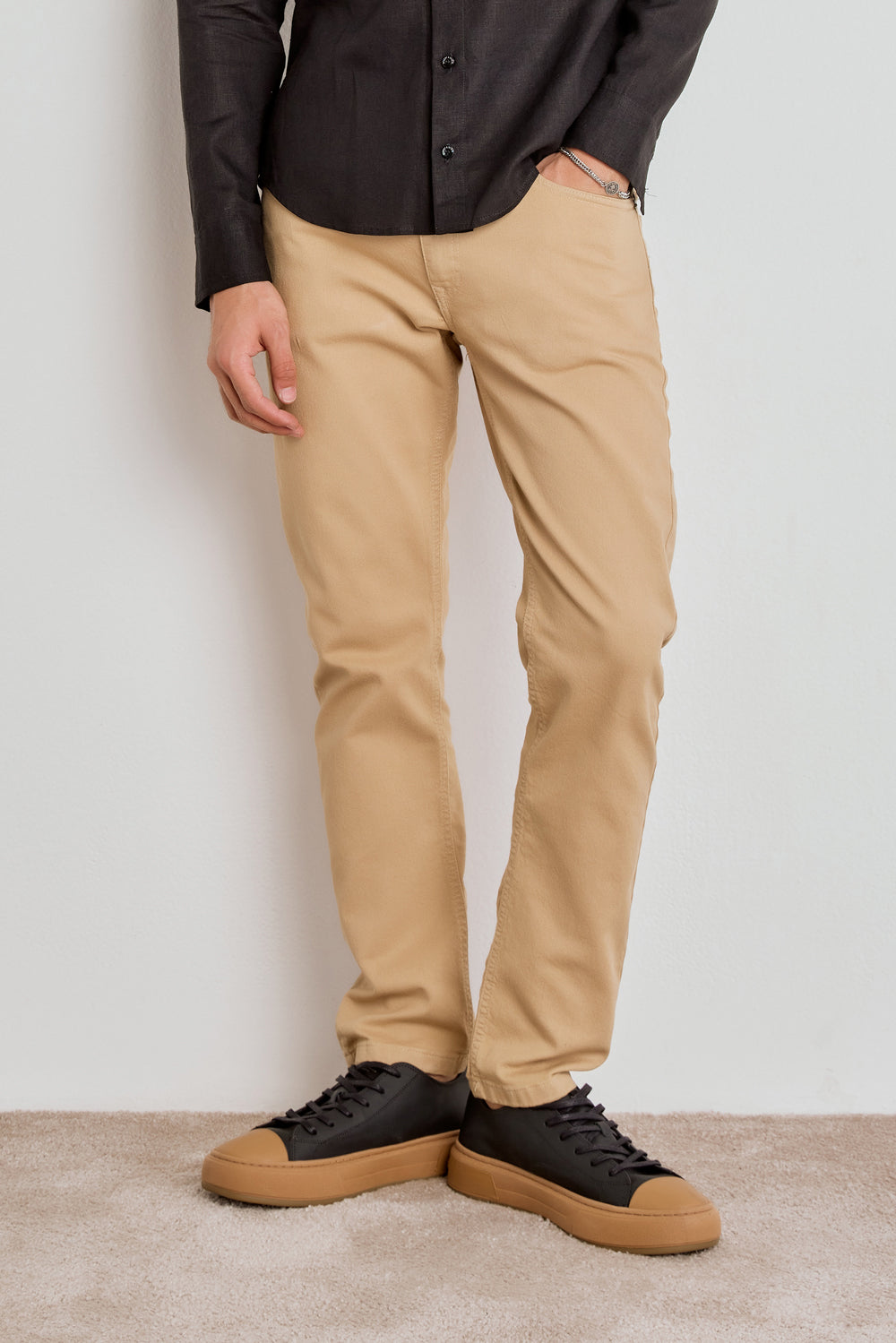 CALÇA BASIC CONFORT SARJA MASC - AREIA