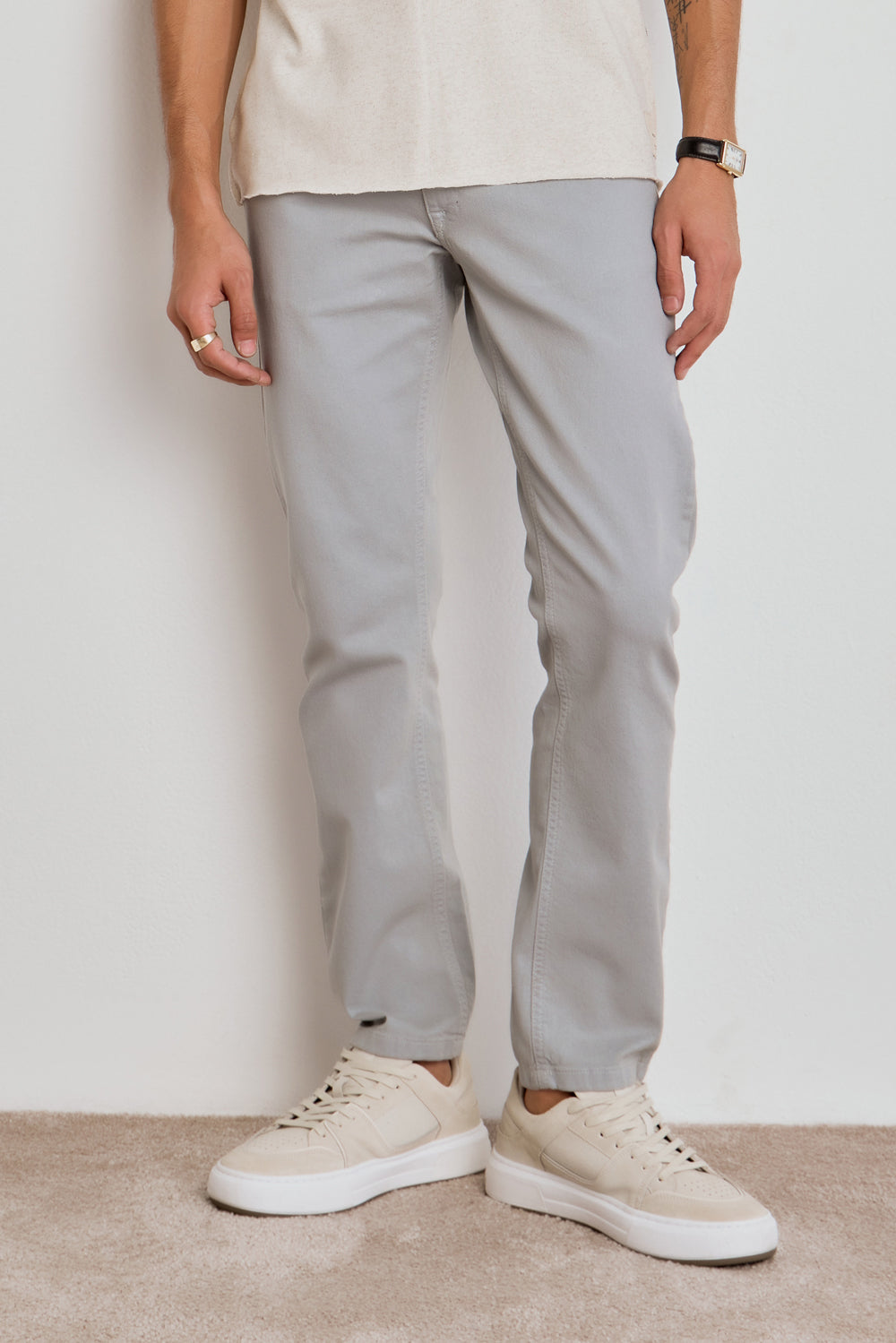 CALÇA BASIC CONFORT SARJA MASC - CINZA