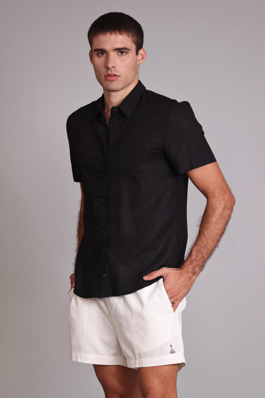 Shorts Linho Off White Masc