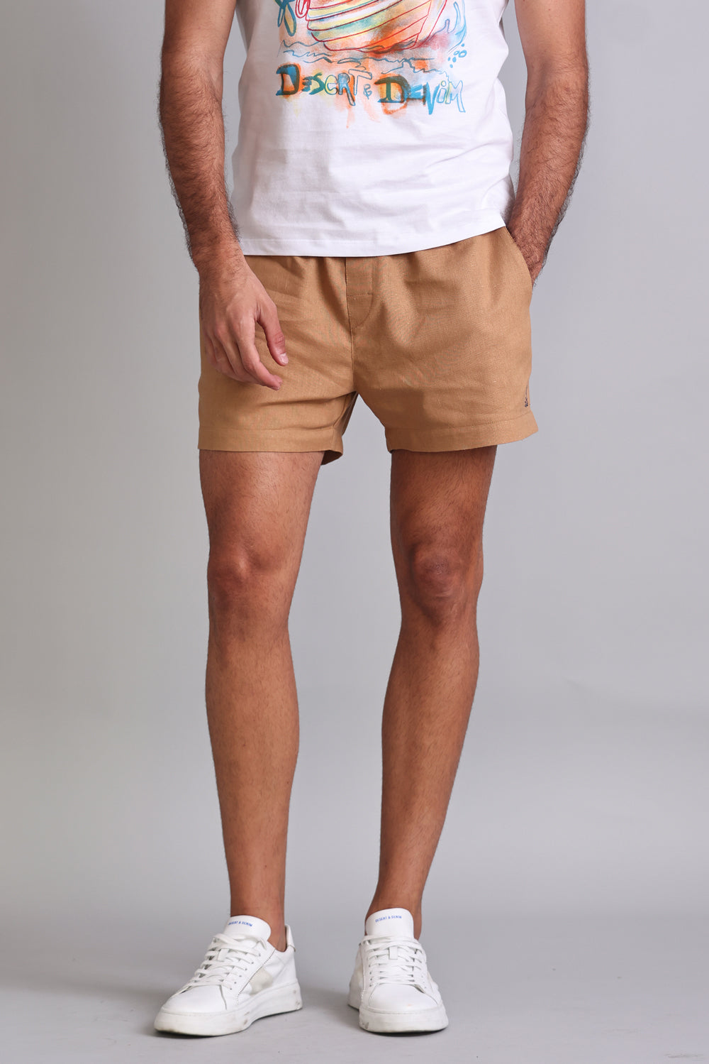 Shorts Linho Areia Escura Masc
