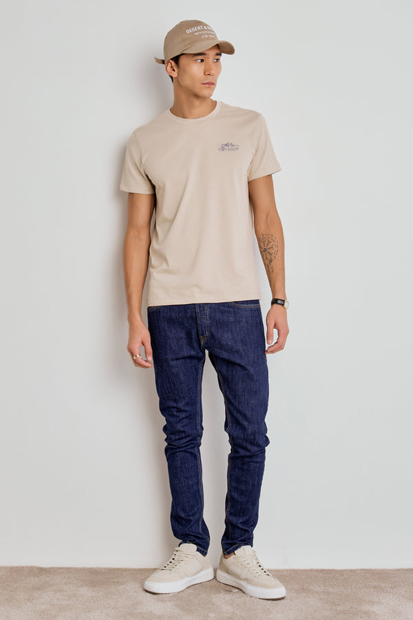 CAMISETA MASCULINA SLIM FLOWER LOVE - AREIA