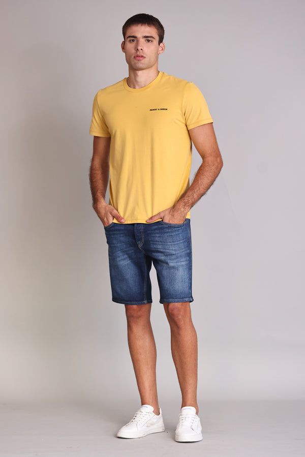 CAMISETA MACULINA SLIM HAWAI - MOSTARDA