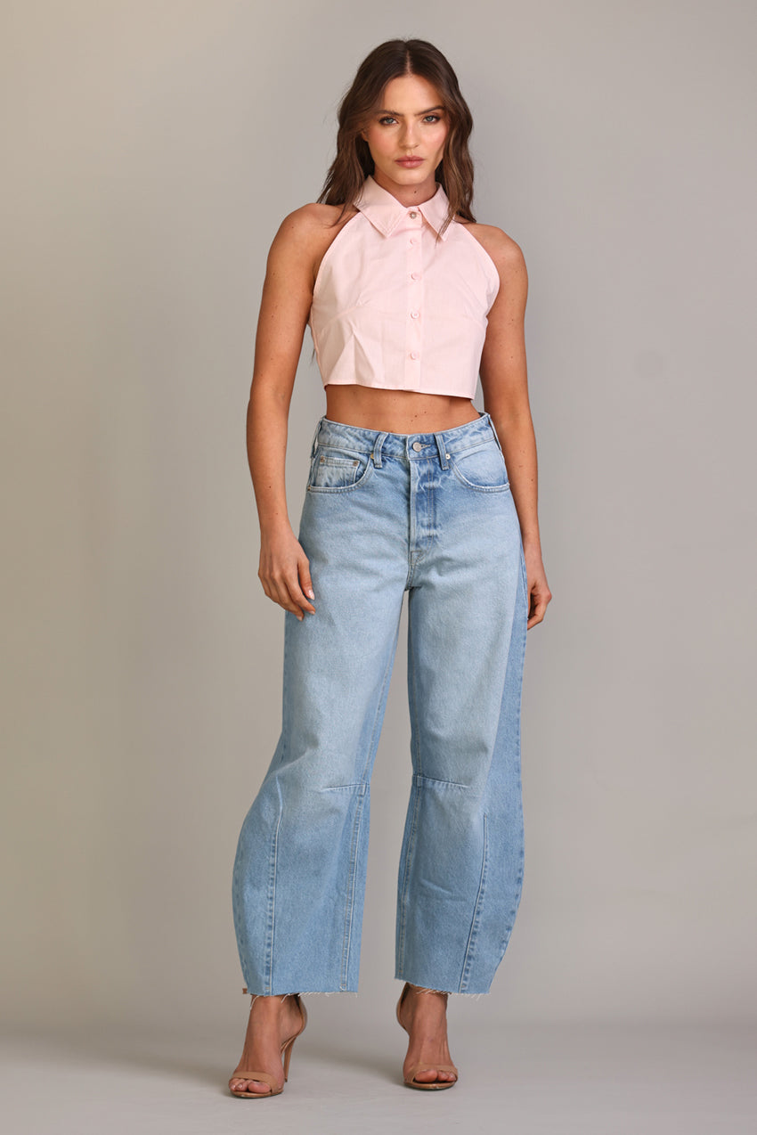 Calça Barrel Jeans Claro