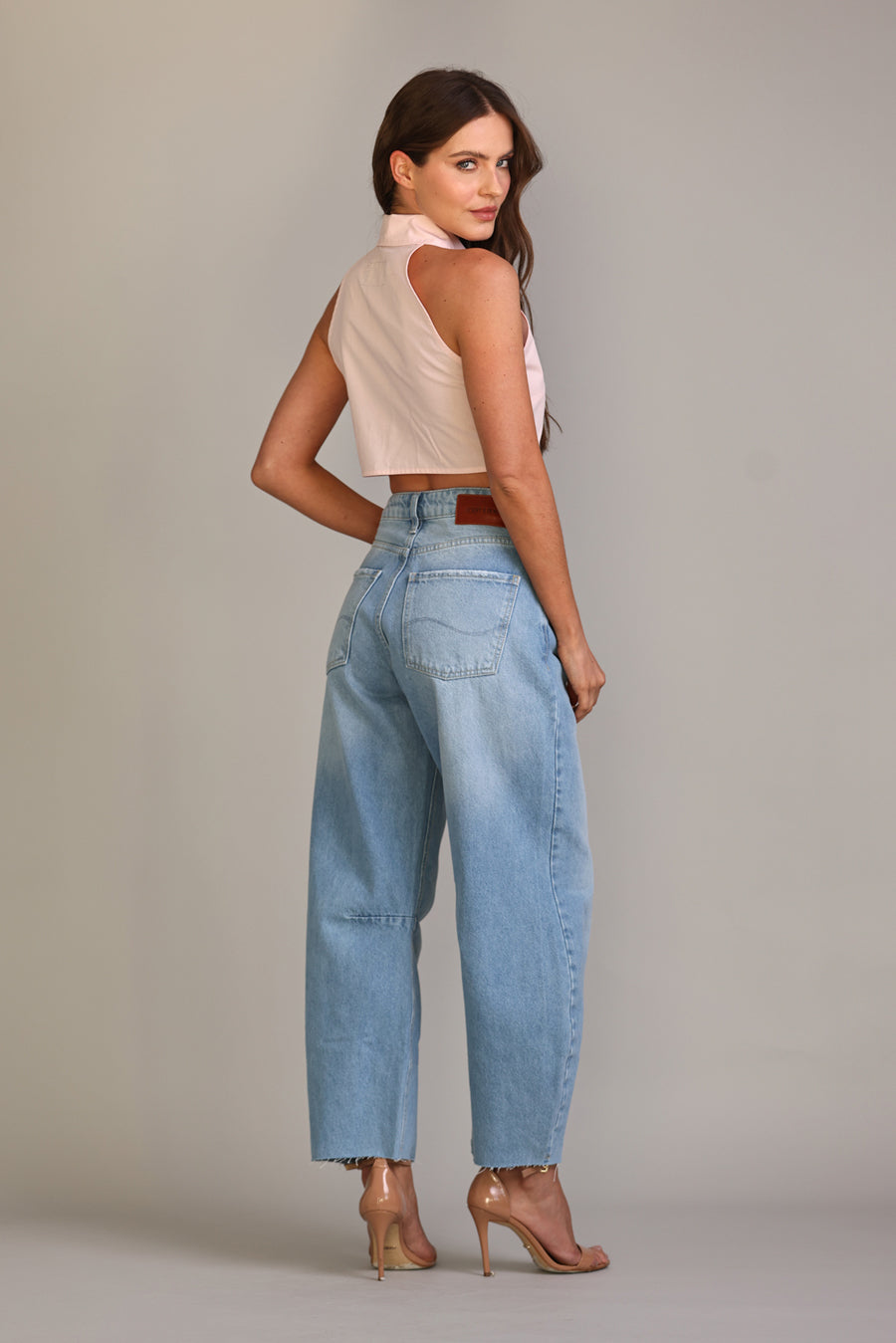 Calça Barrel Jeans Claro