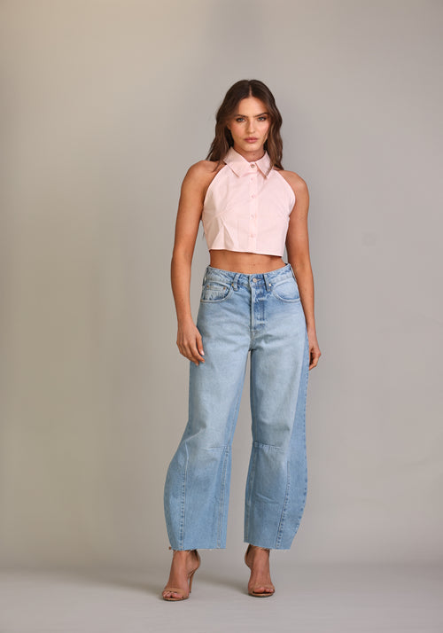 Calça Barrel Jeans Claro