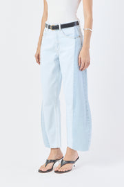 CALÇA MARIA FEMININA BARREL PATCH JEANS CLARO