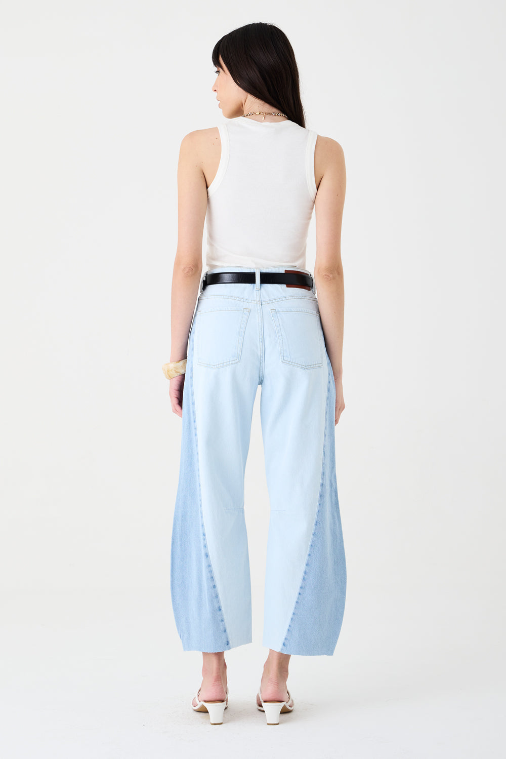 CALÇA MARIA FEMININA BARREL PATCH JEANS CLARO