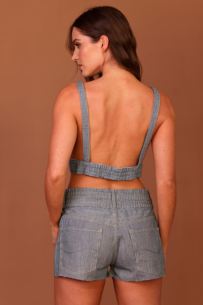 SHORTS PAOLA FEMININO LISTRADO JEANS