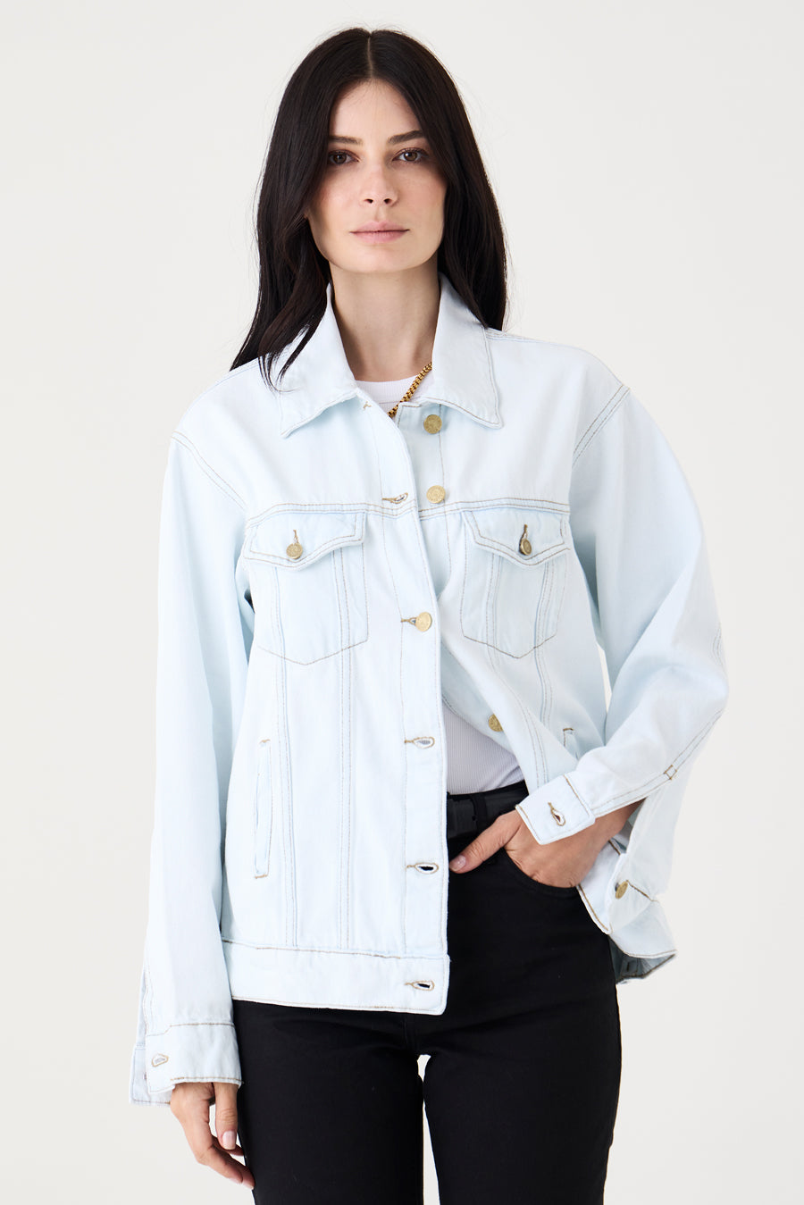 JAQUETA JUANA FEMININA RELAXED JEANS DELAVÊ