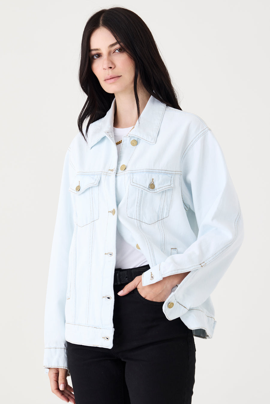 JAQUETA JUANA FEMININA RELAXED JEANS DELAVÊ