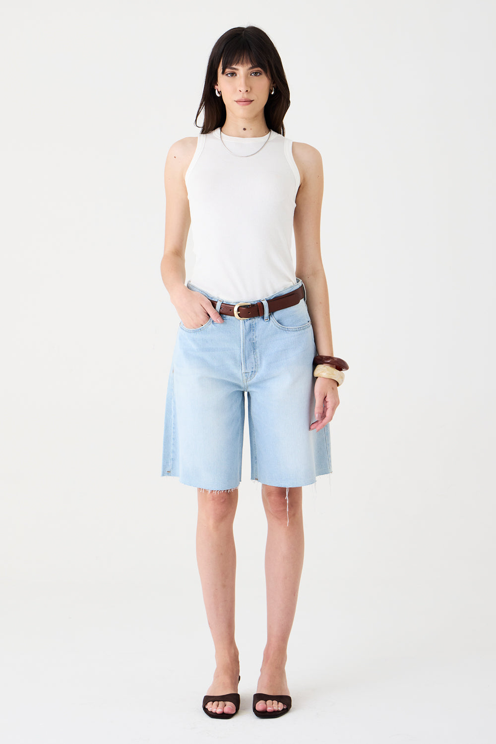 JORTS HELENA FEMININO BARRA A FIO JEANS CLARO