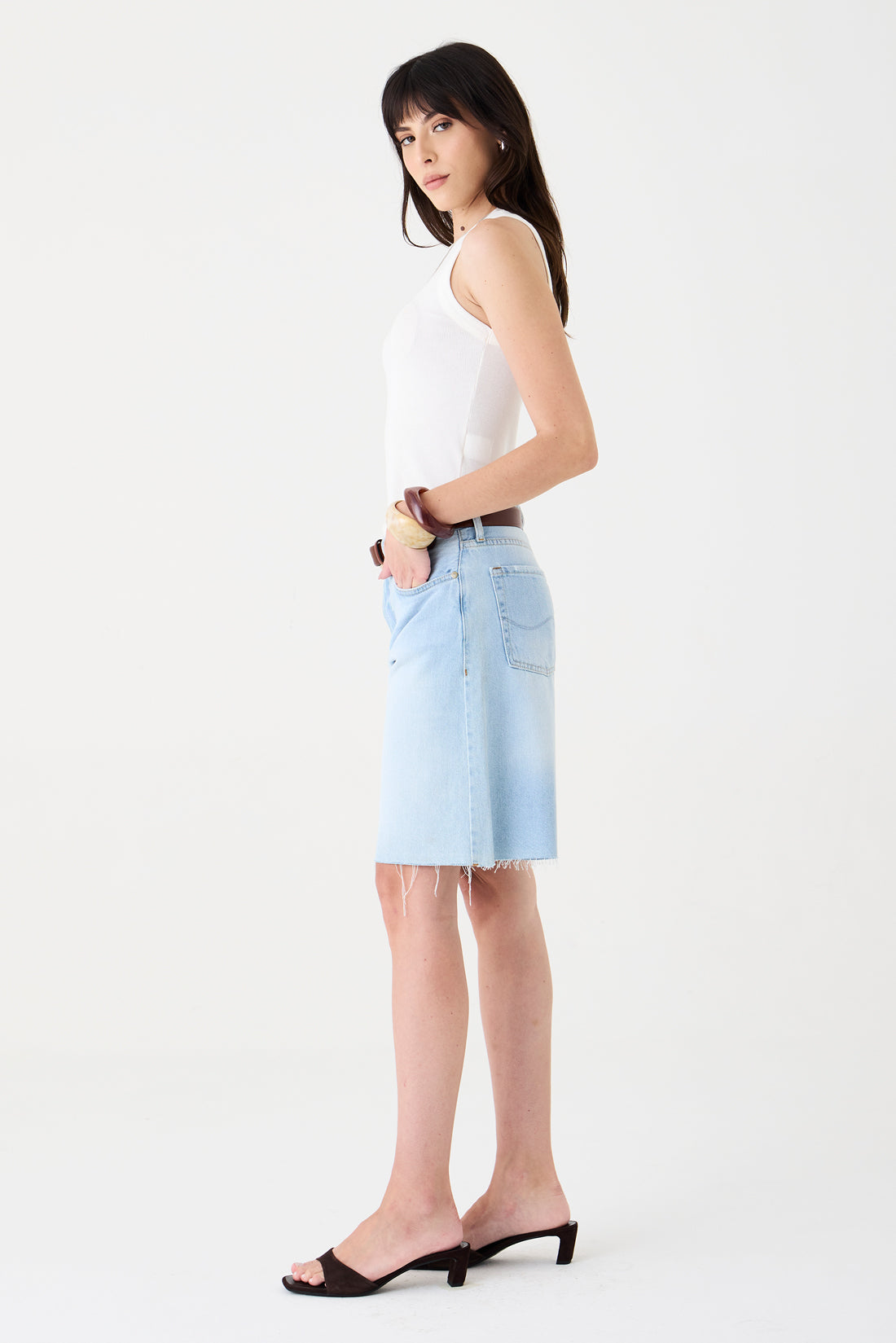 JORTS HELENA FEMININO BARRA A FIO JEANS CLARO