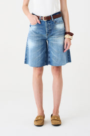 JORTS HELENA FEMININO BARRA A FIO JEANS MÉDIO ESCURO