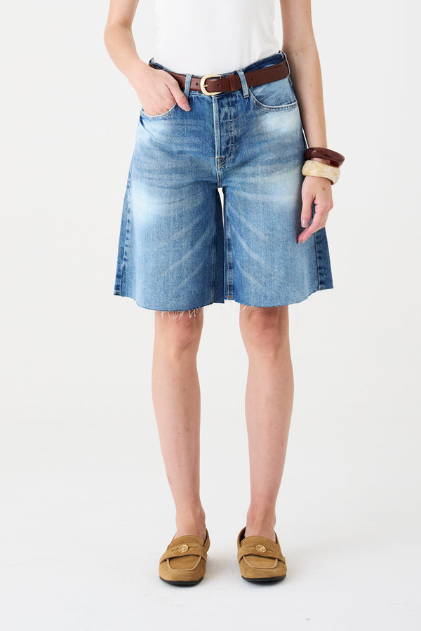 JORTS HELENA FEMININO BARRA A FIO JEANS MÉDIO ESCURO