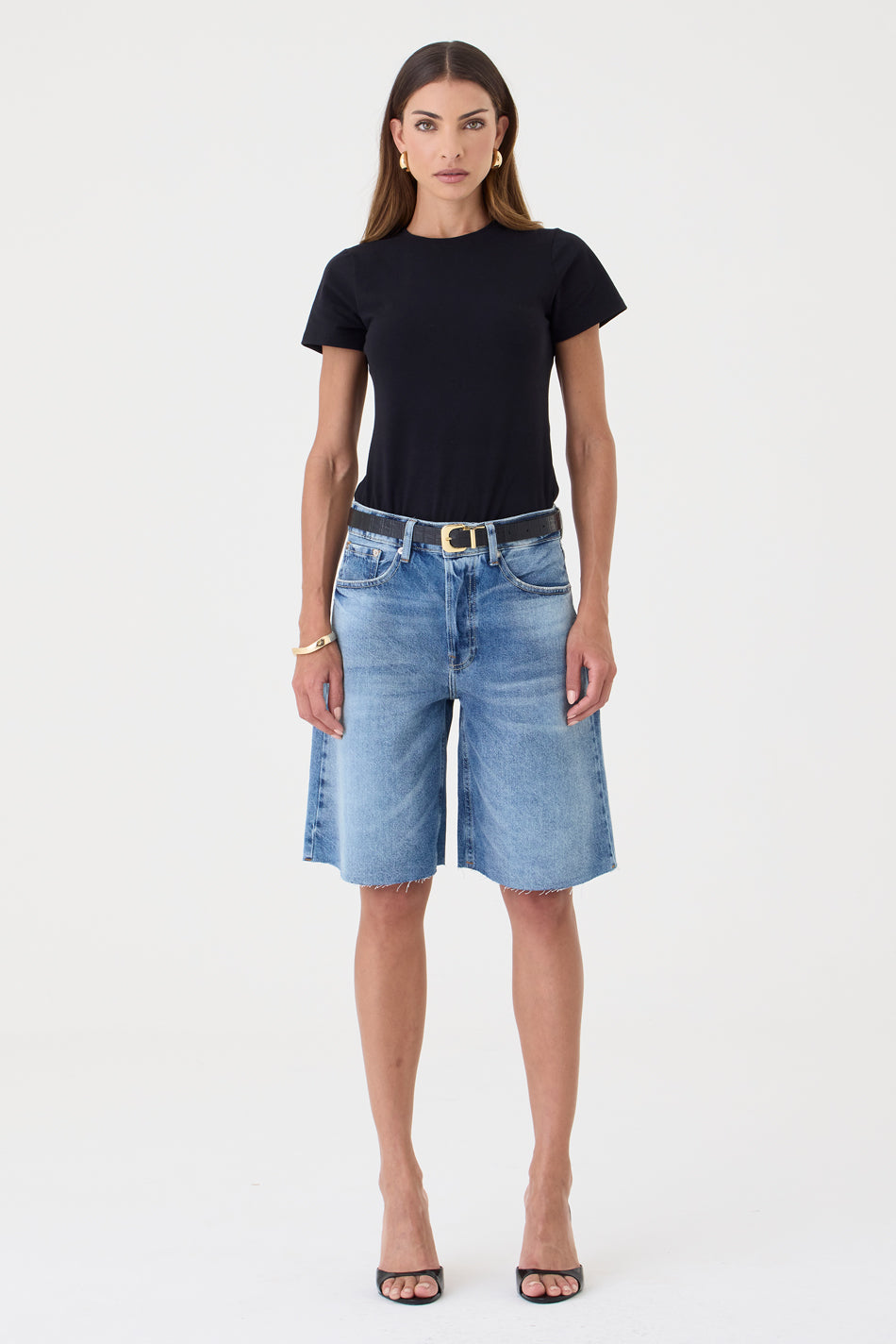 JORTS HELENA FEMININO BARRA A FIO JEANS MÉDIO ESCURO