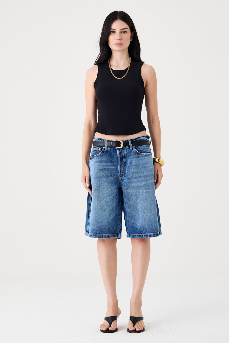 JORTS JACKIE FEMININO FENDA JEANS MÉDIO ESCURO