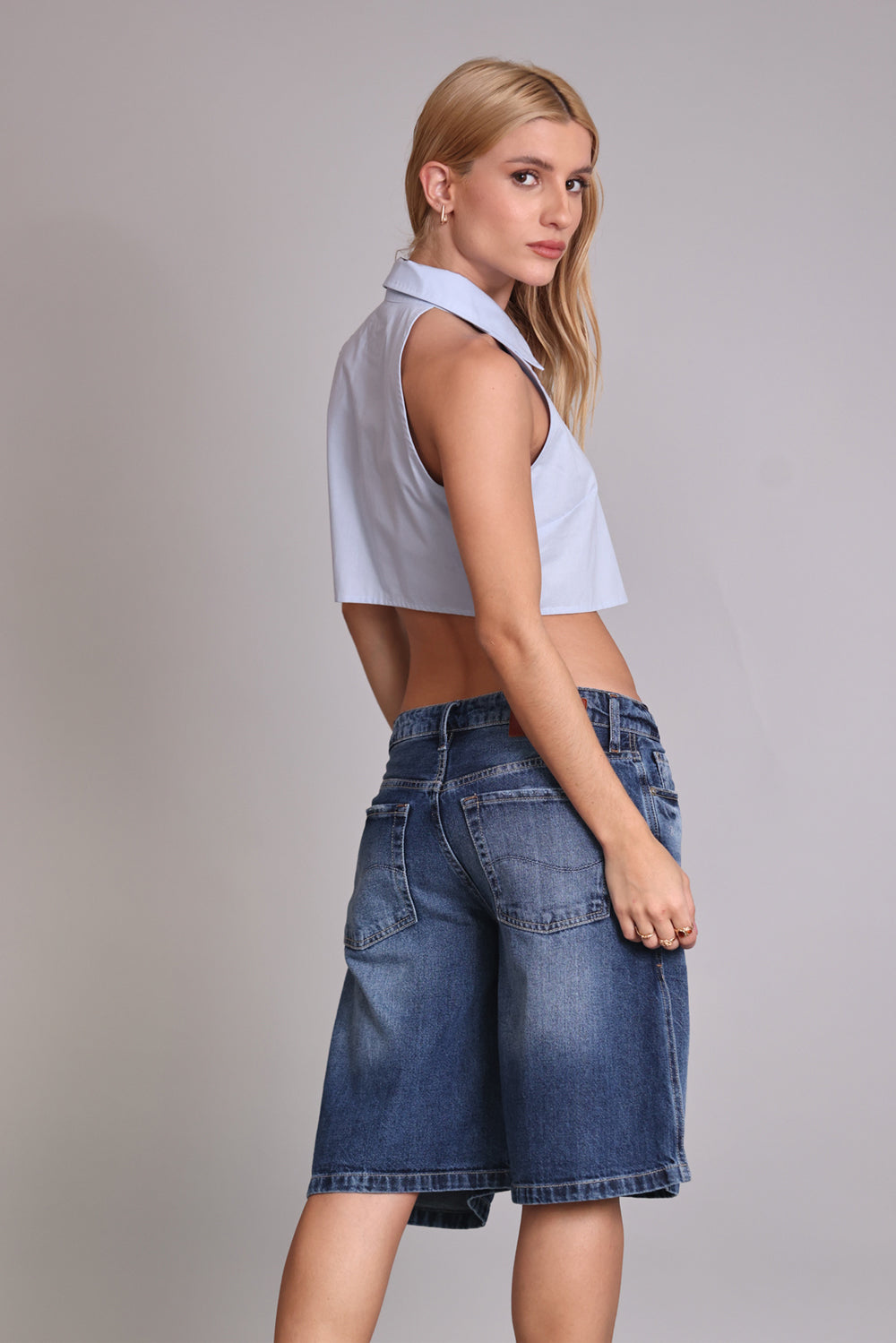 Jorts Fenda Jeans Médio