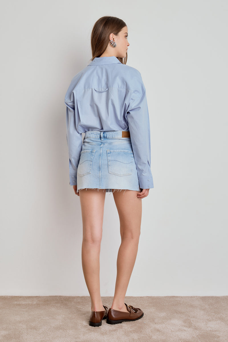 MINI SAIA CARMEM FEMININA BORDADA JEANS