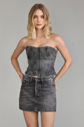 MINI SAIA ELLIE FEMININA DESTROYED BLACK JEANS