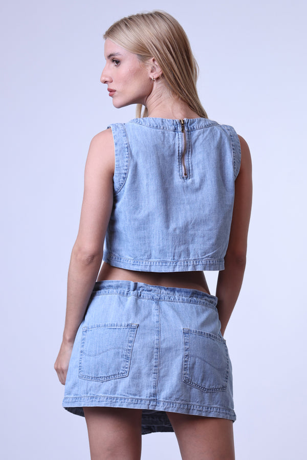 REGATA FEMININA JEANS CLARO