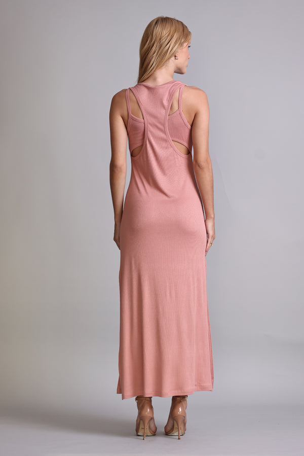 Vestido Midi Fendas Ribana Rosa Blush