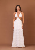VESTIDO FEMININO LONGO TOP TRIANGULO BRANCO