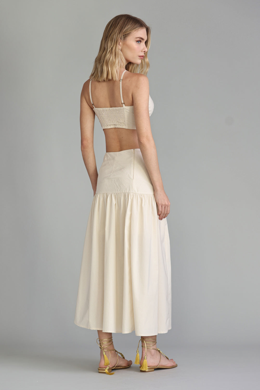 Blusa Listrada Bege Aveia