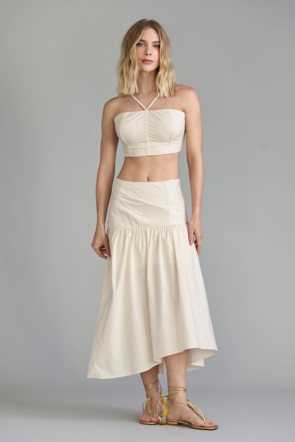 Blusa Listrada Bege Aveia