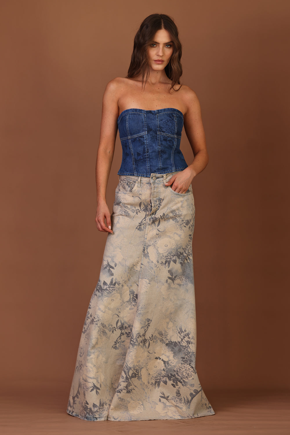 Corpete Light Flower Jeans Escuro