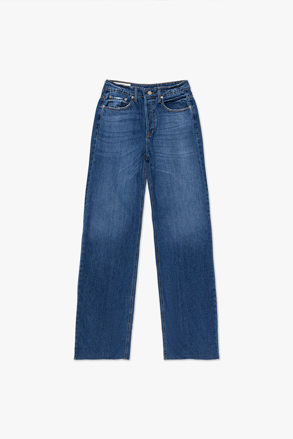 CALCA WIDE LEG BARRA FIO JEANS ESCURO