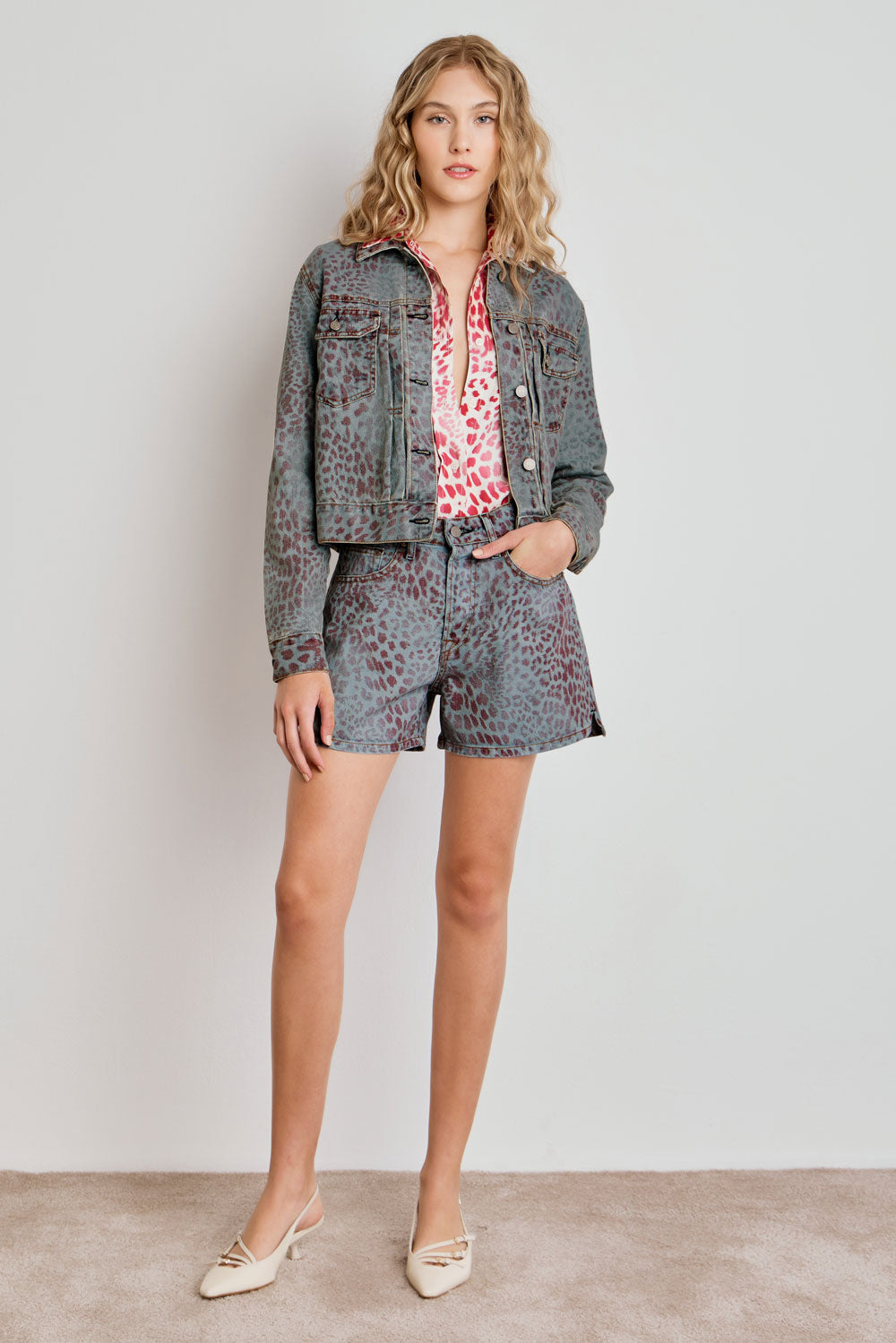 JAQUETA CELIA FEMININA ANIMAL PRINT JEANS