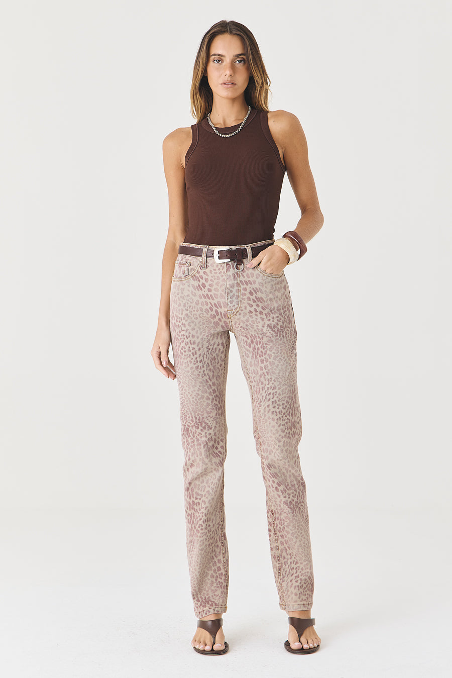 CALÇA TINA FEMININA LOW RISE ANIMAL PRINT JEANS